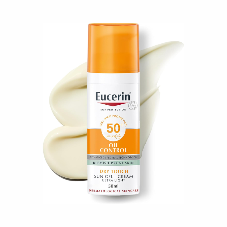 Eucerin Face Sunscreen Oil Control Gel-Cream SPF 50+ for oily, blemish-prone skin in 50ml bottle