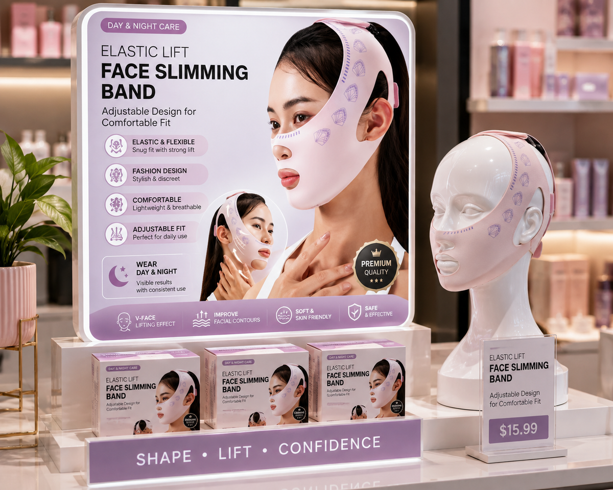 Elastic Lift Face Slimming Band – Adjustable V-Line Facial Contouring & Jawline Lifting Support, Day & Night Wear