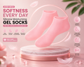 Silicone Moisturizing Gel Socks for Dry, Rough & Cracked Feet – Reusable, Washable, Soft Heel Care Socks for Deep Hydration, One Size Fits Most – Pink, 1 Pair