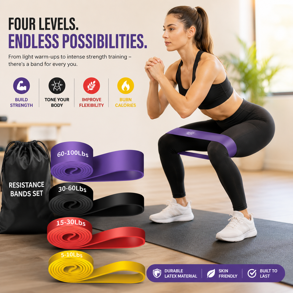 Resistance Bands Set – Pull Up Assistance Bands, Workout & Exercise Bands for Men & Women