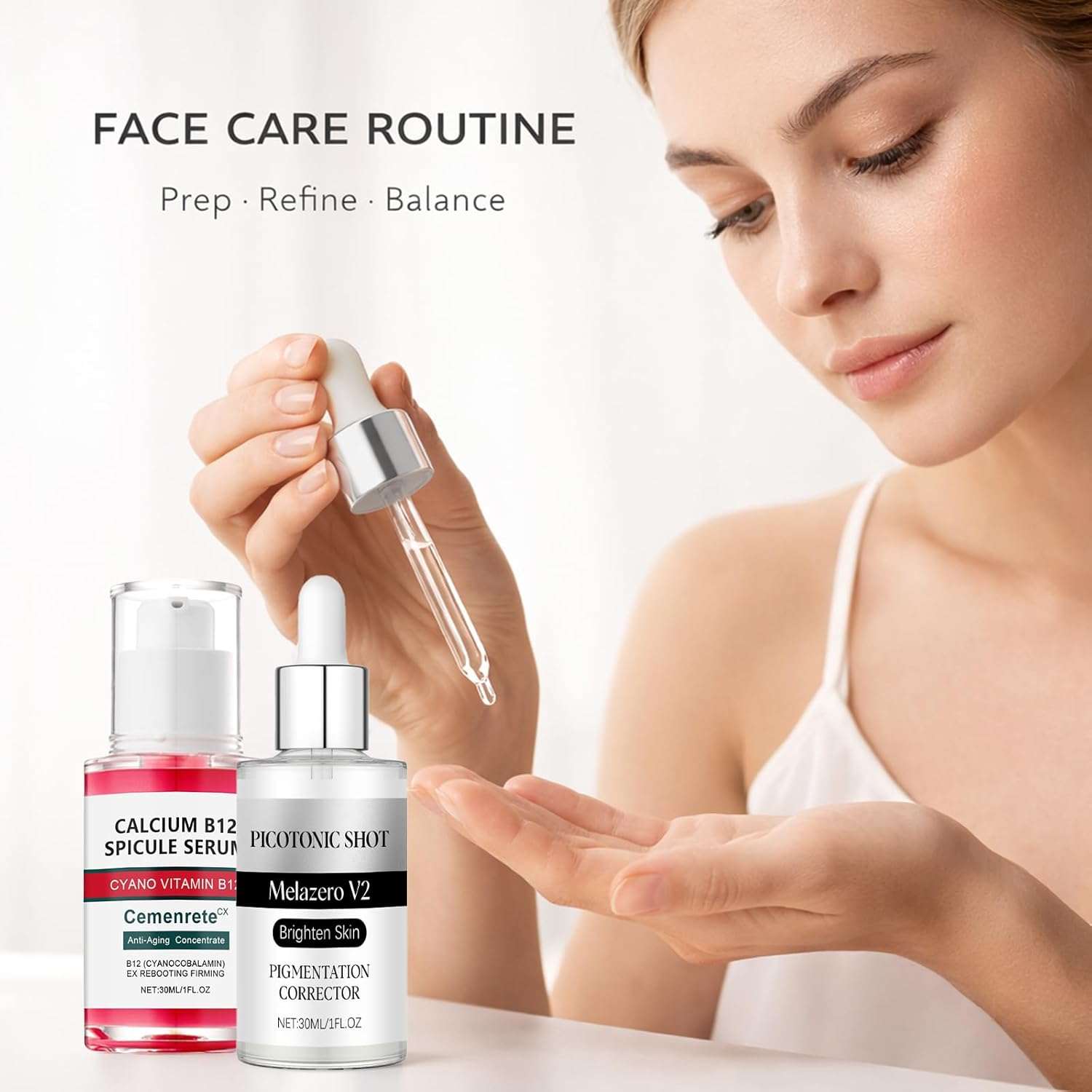 Calcium Daily Care Skin 5 Pcs Set with cleanser, toner, serum, balm stick, and moisturizer for hydration and firming