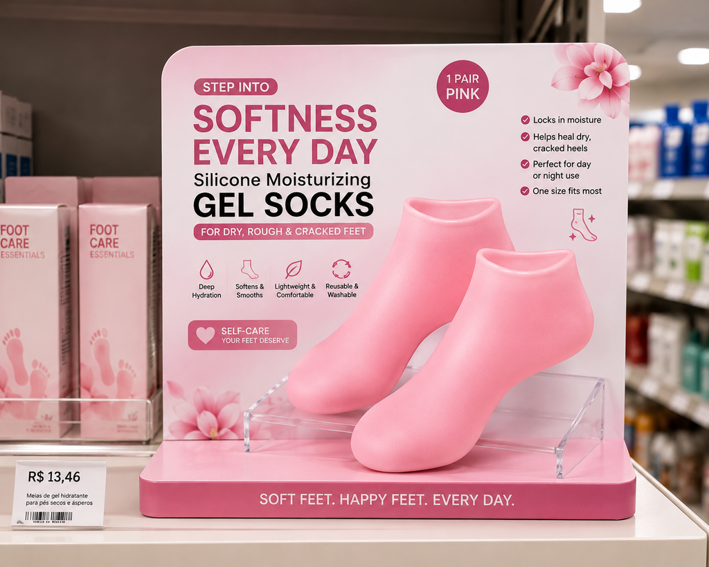 Silicone Moisturizing Gel Socks for Dry, Rough & Cracked Feet – Reusable, Washable, Soft Heel Care Socks for Deep Hydration, One Size Fits Most – Pink, 1 Pair