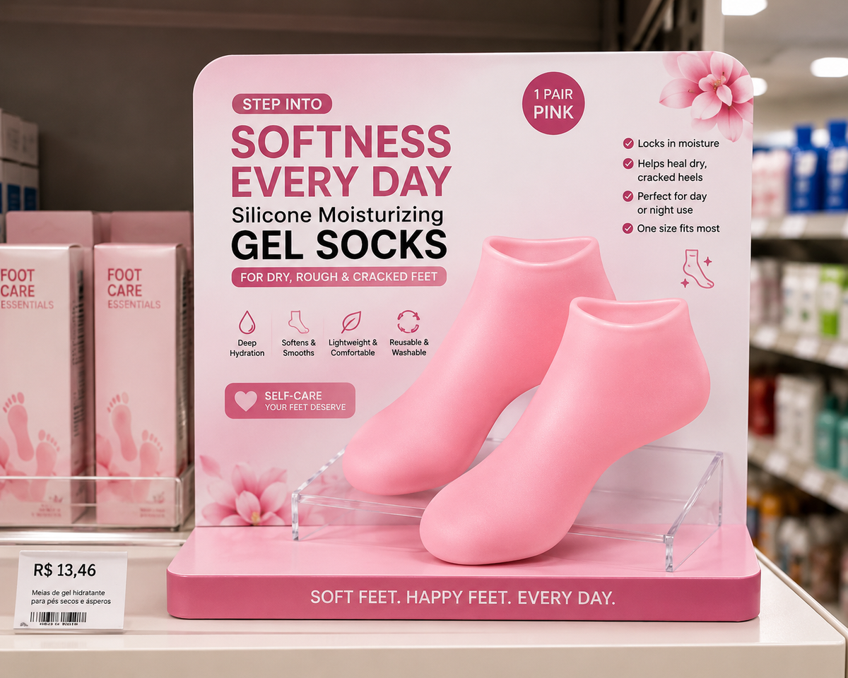 Silicone Moisturizing Gel Socks for Dry, Rough & Cracked Feet – Reusable, Washable, Soft Heel Care Socks for Deep Hydration, One Size Fits Most – Pink, 1 Pair