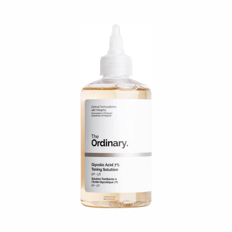 The Ordinary Glycolic Acid 7% Toning Solution 240ml bottle for gentle daily exfoliation and skin brightening
