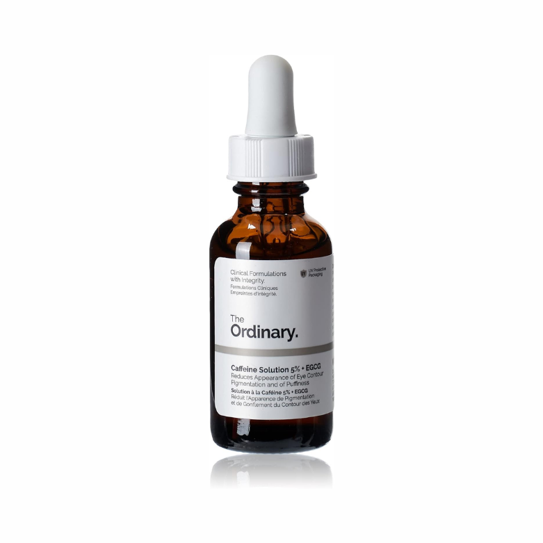 The Ordinary Caffeine Solution 5% + EGCG Serum 30 ml bottle for reducing eye puffiness and dark circles