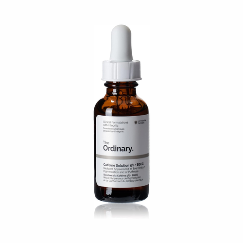 The Ordinary Caffeine Solution 5% + EGCG Serum 30 ml bottle for reducing eye puffiness and dark circles