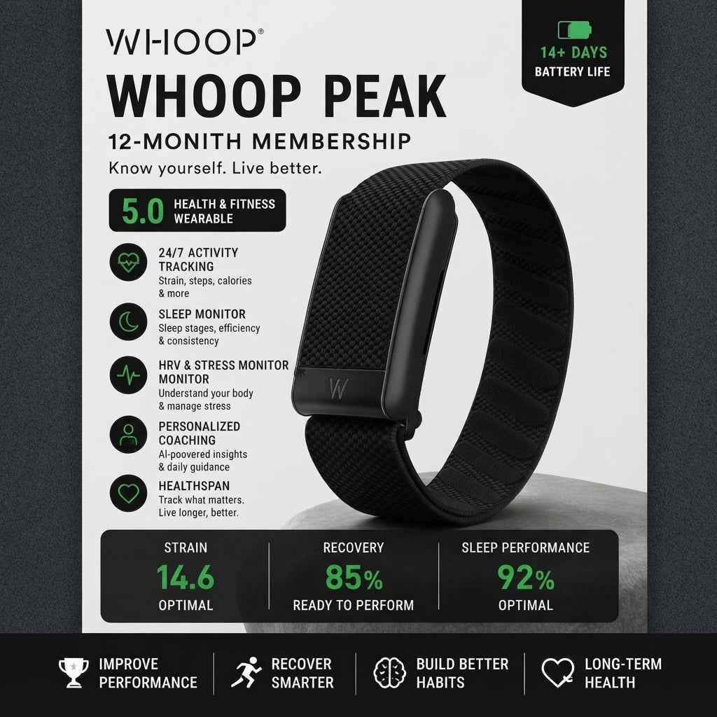 WHOOP 5.0 MG Activity Tracker 12-Month Membership, 24/7 Fitness & Sleep Monitoring
